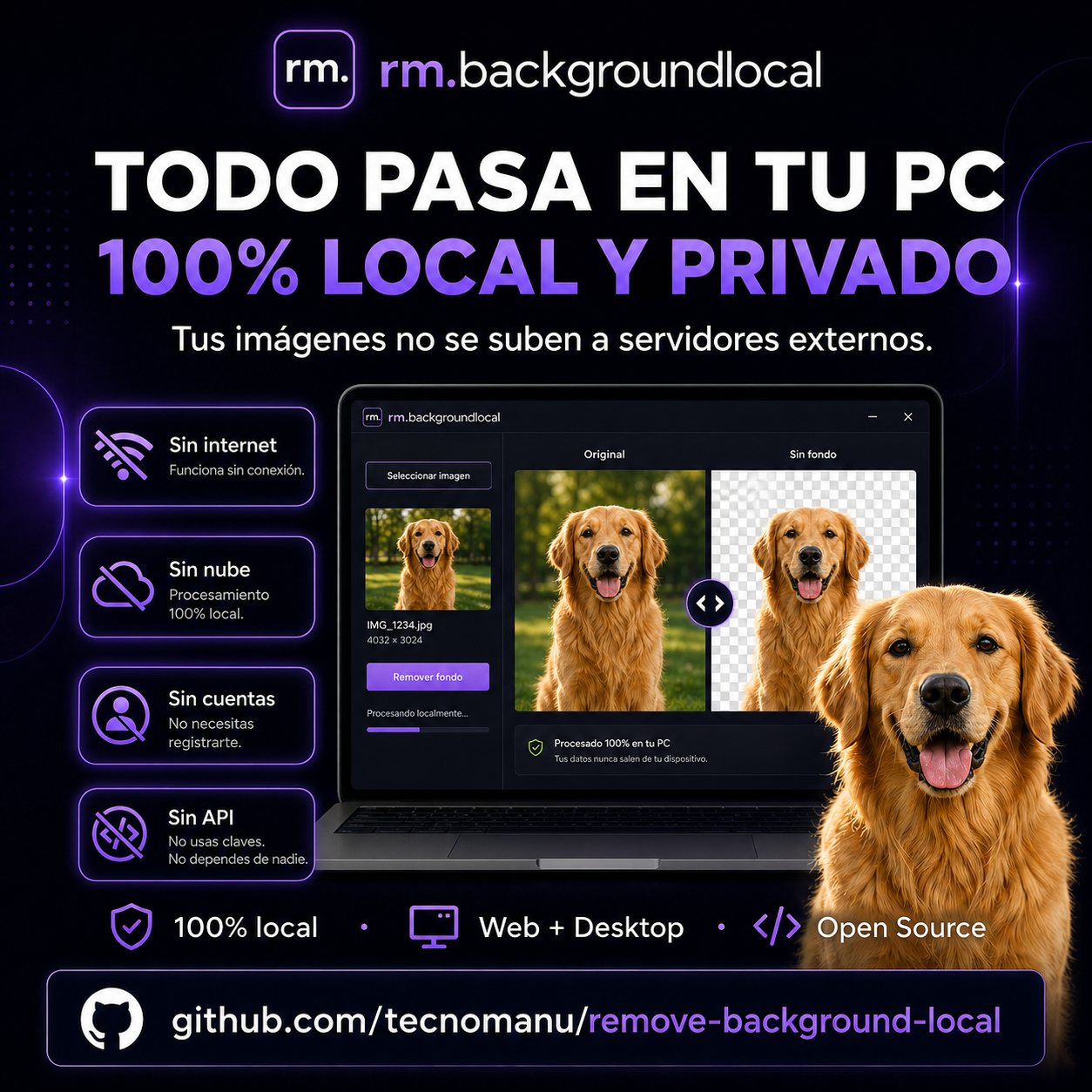Everything runs on your PC: 100% local and private